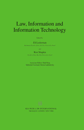 Lederman / Shapira |  Law, Information and Information Technology | Buch |  Sack Fachmedien