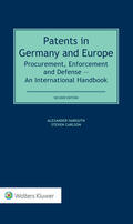 Harguth / Carlsson |  Patents in Germany and Europe: Procurement, Enforcement and Defense - An International Handbook | Buch |  Sack Fachmedien