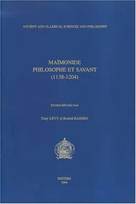 Levy / Lévy / Rashed |  Maimonide. Philosophe Et Savant (1138-1204) | Buch |  Sack Fachmedien