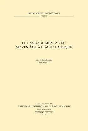 Biard |  Le Langage Mental Du Moyen Age a l'Age Classique | Buch |  Sack Fachmedien