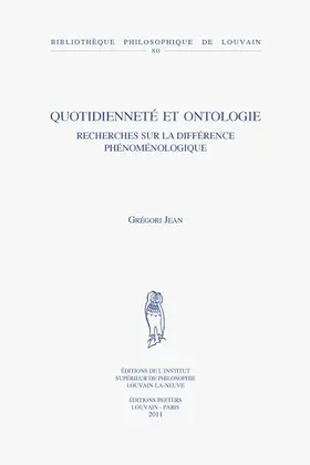 Jean |  Quotidiennete Et Ontologie: Recherches Sur La Difference Phenomenologique | Buch |  Sack Fachmedien