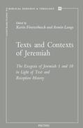Finsterbusch / Lange |  Texts and Contexts of Jeremiah: The Exegesis of Jeremiah 1 and 10 in Light of Text and Reception History | Buch |  Sack Fachmedien