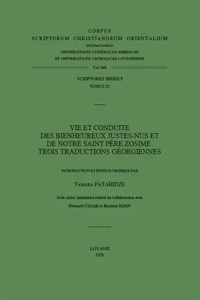 Pataridze |  Vie Et Conduite Des Bienheureux Justes-Nus Et de Notre Saint Pere Zosime: Trois Traductions Georgiennes: T. | Buch |  Sack Fachmedien