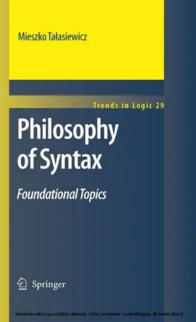 Talasiewicz |  Philosophy of Syntax | eBook | Sack Fachmedien