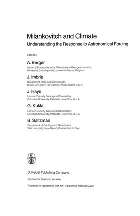 Berger / Imbrie / Saltzman |  Milankovitch and Climate | Buch |  Sack Fachmedien