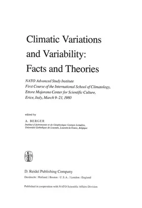 Berger | Climatic Variations and Variability: Facts and Theories | Buch | 978-94-009-8516-2 | www.sack.de