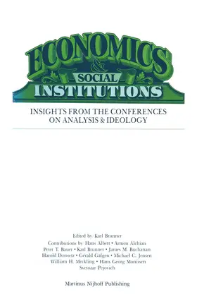 Brunner |  Economics Social Institutions | Buch |  Sack Fachmedien