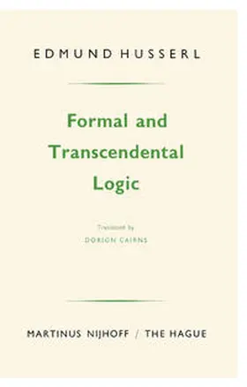Husserl | Formal and Transcendental Logic | E-Book | www.sack.de