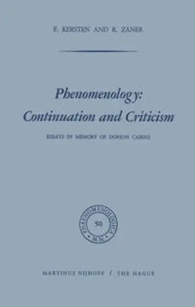 Kersten / Zaner | Phenomenology: Continuation and Criticism | E-Book | sack.de