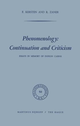 Zaner / Kersten | Phenomenology: Continuation and Criticism | Buch | 978-94-010-2379-5 | sack.de