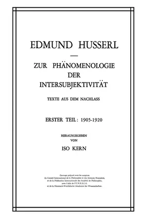 Husserl / Kern |  Zur Phänomenologie der Intersubjektivität | Buch |  Sack Fachmedien