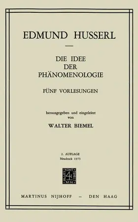 Husserl / Biemel |  Die Idee der Phänomenologie | Buch |  Sack Fachmedien