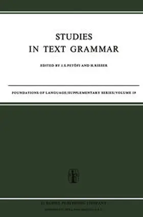 Petöfi / Rieser |  Studies in Text Grammar | eBook | Sack Fachmedien