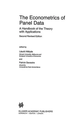 Sevestre / Mátyás |  The Econometrics of Panel Data | Buch |  Sack Fachmedien
