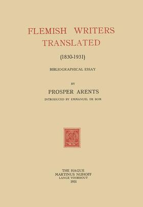 Arents / Bom | Flemish Writers Translated (1830¿1931) | Buch | 978-94-015-0150-7 | sack.de