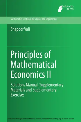 Vali |  Principles of Mathematical Economics II | eBook | Sack Fachmedien
