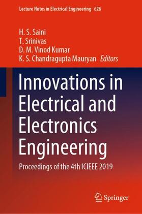 Saini / Chandragupta  Mauryan / Srinivas |  Innovations in Electrical and Electronics Engineering | Buch |  Sack Fachmedien