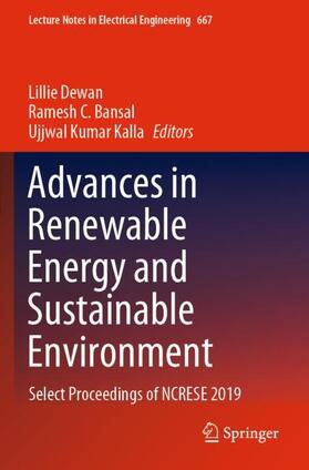 Dewan / Kumar Kalla / C. Bansal | Advances in Renewable Energy and Sustainable Environment | Buch | 978-981-1553-15-8 | sack.de