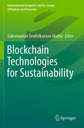 Muthu |  Blockchain Technologies for Sustainability | Buch |  Sack Fachmedien