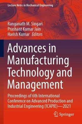 Singari / Kumar / Jain |  Advances in Manufacturing Technology and Management | Buch |  Sack Fachmedien