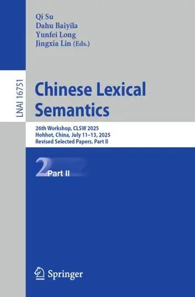 Su / Baiyila / Long |  Chinese Lexical Semantics | Buch |  Sack Fachmedien