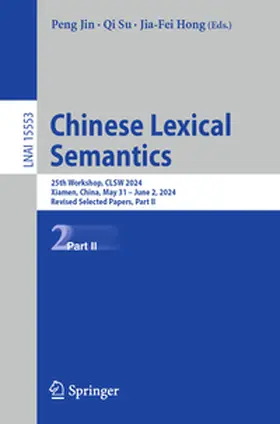 Jin / Su / Hong | Chinese Lexical Semantics | E-Book | sack.de