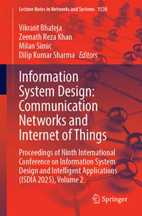 Bhateja / Reza Khan / Simic | Information System Design: Communication Networks and Internet of Things | E-Book | www.sack.de