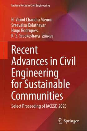 Menon / Sreekeshava / Kolathayar |  Recent Advances in Civil Engineering for Sustainable Communities | Buch |  Sack Fachmedien