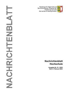 Nachrichtenblatt des Ministeriums für Bildung und Wissenschaft des Landes Schleswig-Holstein | Schmidt & Klaunig | Zeitschrift | sack.de