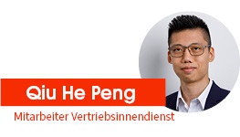Foto des Vertriebsinnendienstmitarbeiters Qiu He Peng Foto des Vertriebsinnendienstmitarbeiters Qiu He Peng